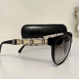 Authentic Chanel Black Chain Sunglasses